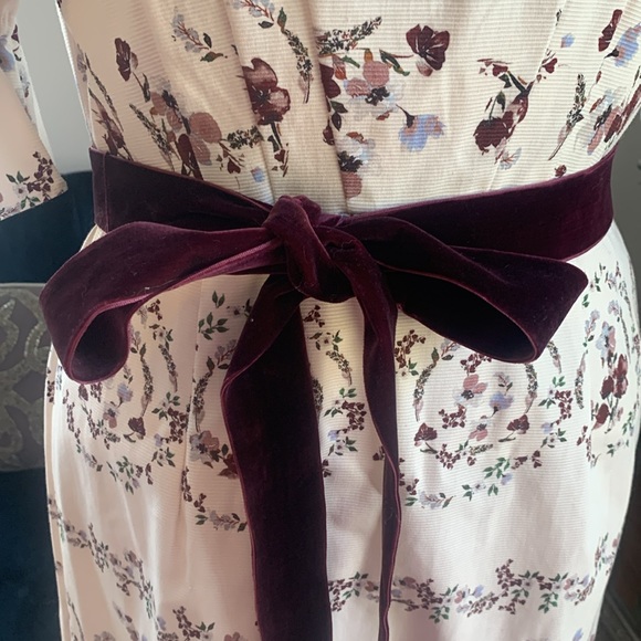 NICOLA BATHIE Antonio Melani Designer floral puff sleeve ivory purple dress  8 - Picture 13 of 15